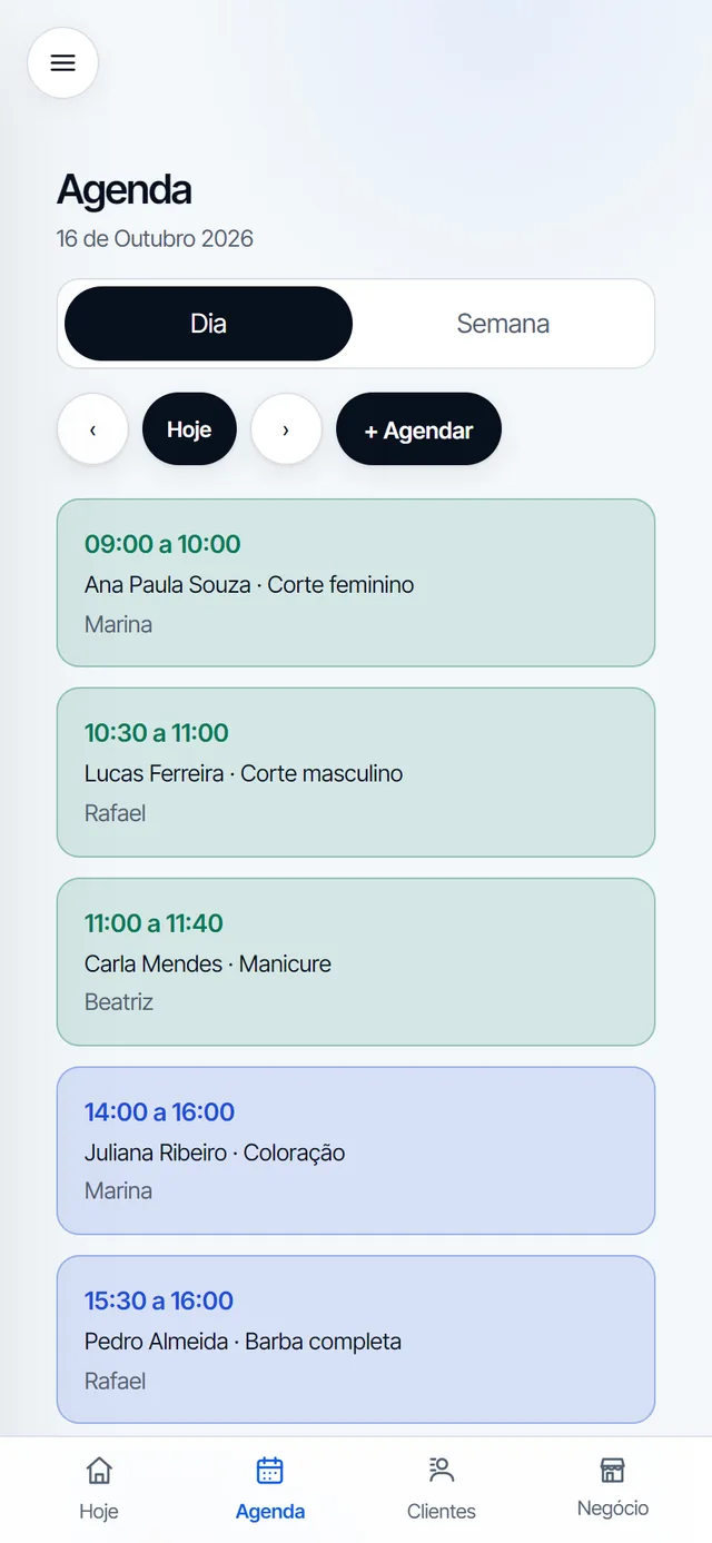 Tela Agenda no AGTGestor