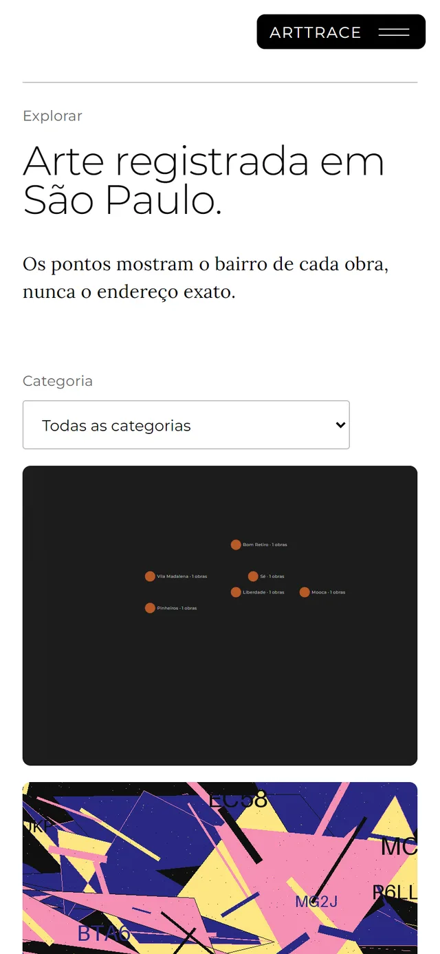 Tela Explorar no ArtTrace