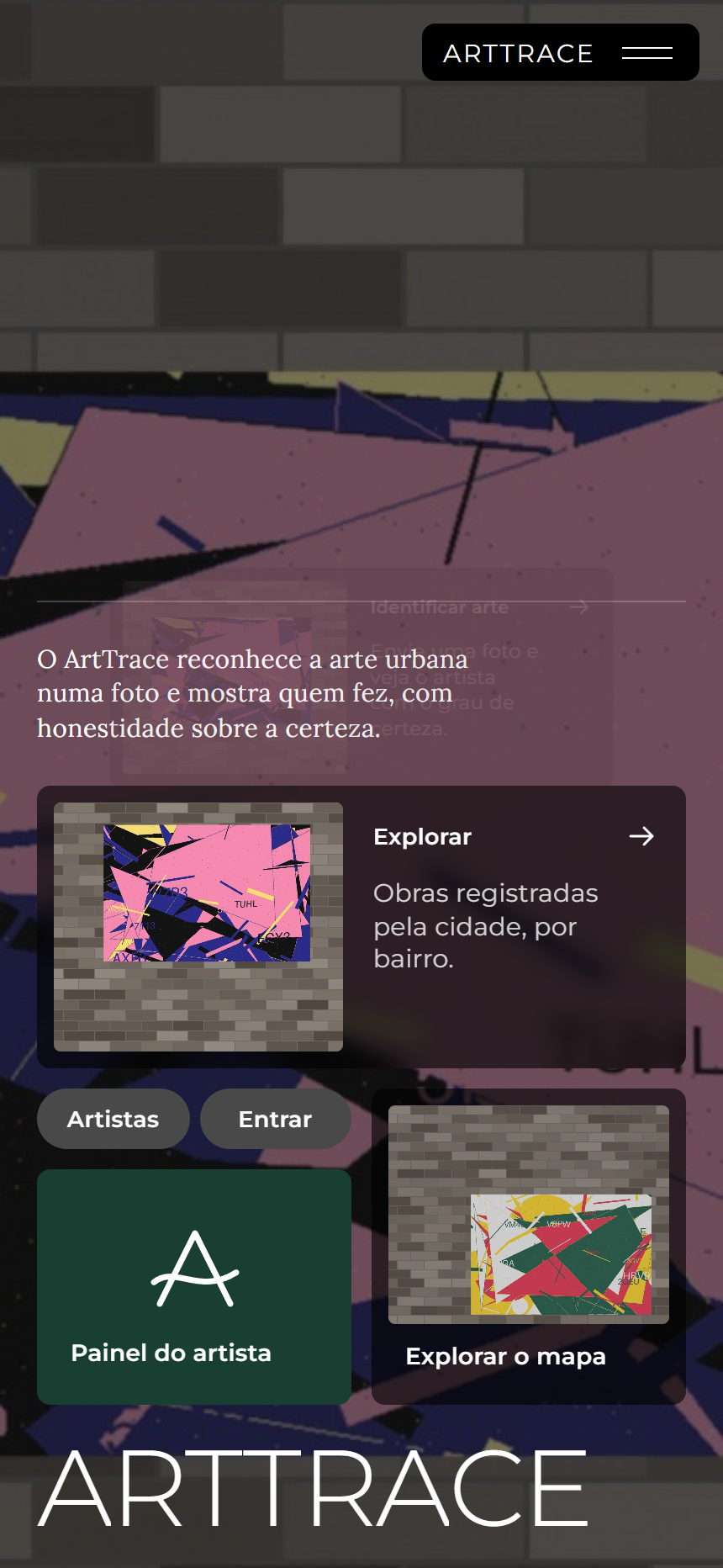 ArtTrace home screen